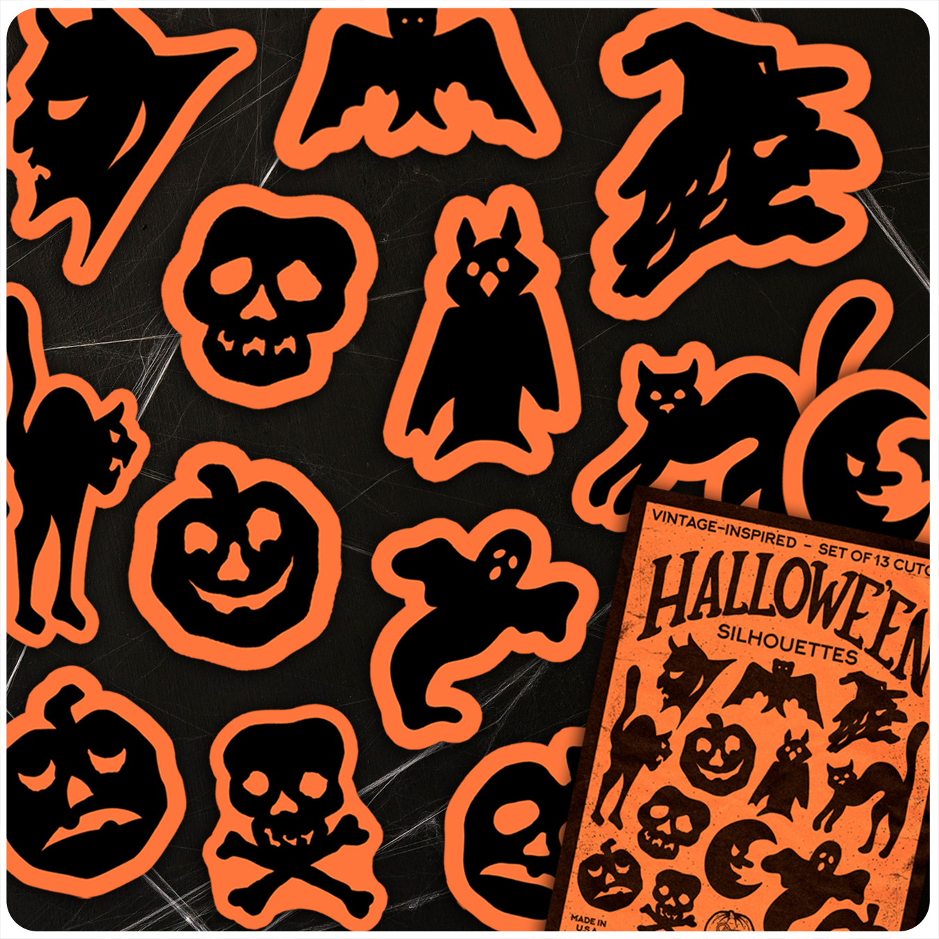 Vintage-Inspired Hallowe'en Silhouette Cutout Set