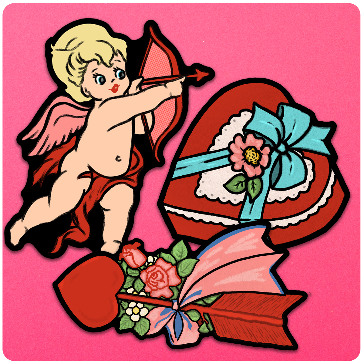 Retro Inspired Valentine's Day Cutout Decoration Set of 3