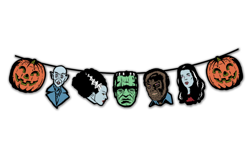 Retro Inspired Horror Monsters of Halloween Character Banner