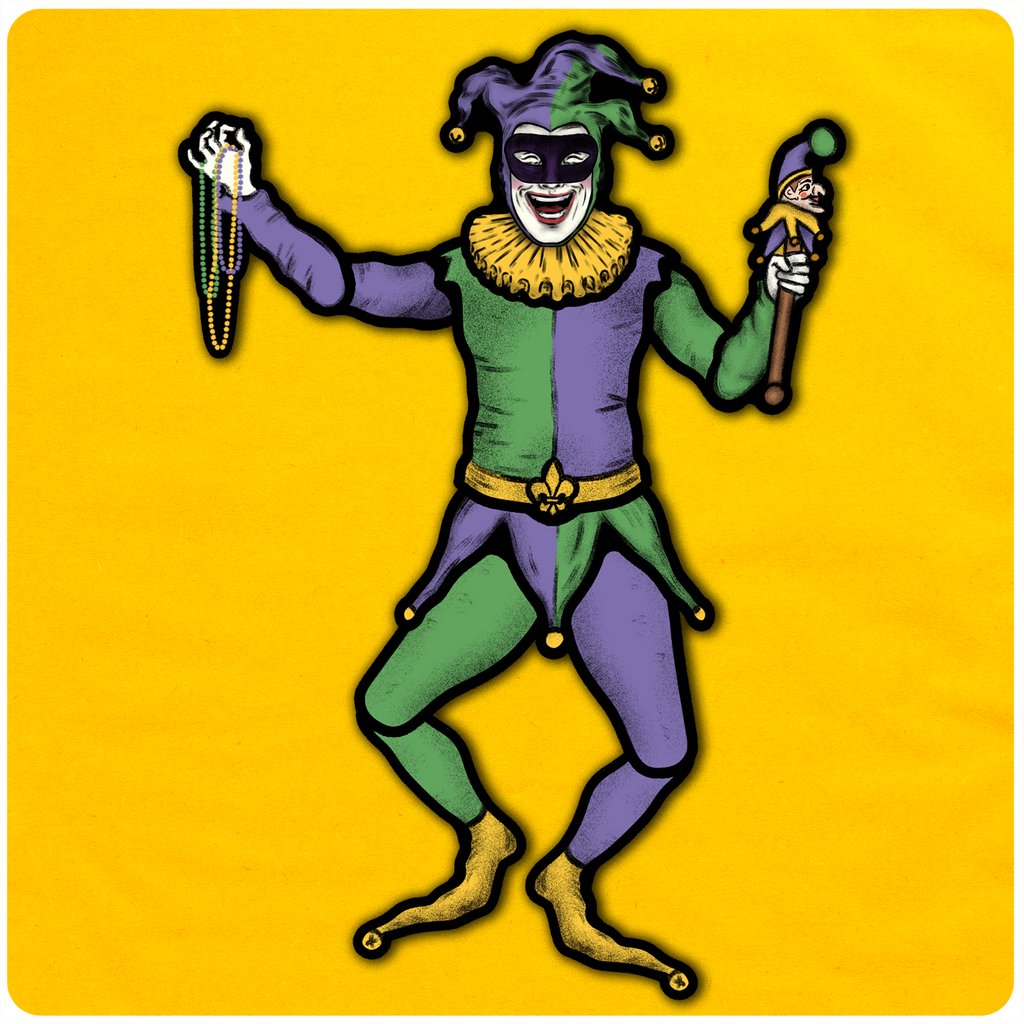 Retro Inspired Mardi Gras Jester Jointed Art Print Cutout Decoration