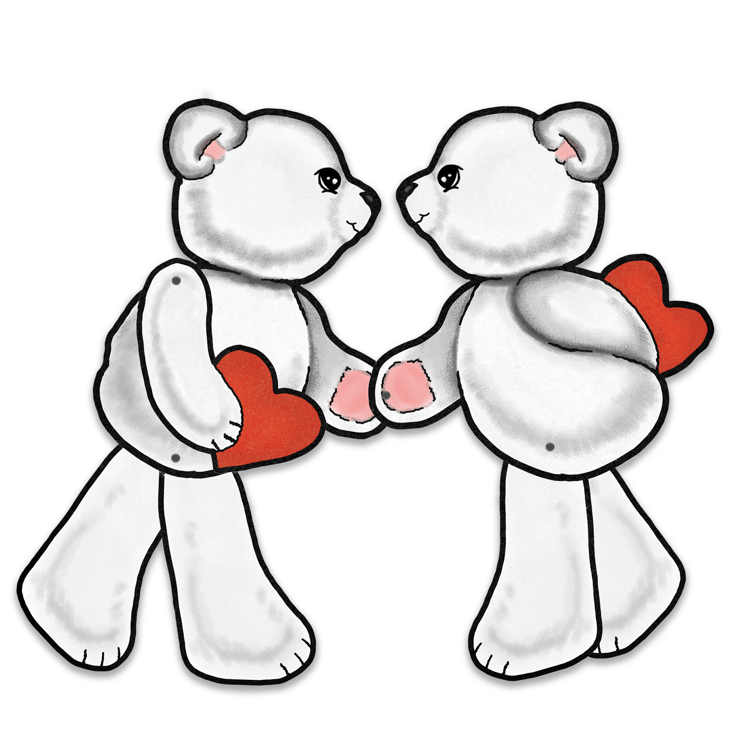 Valentine's Day Jointed Pair of Love Bear Cutouts