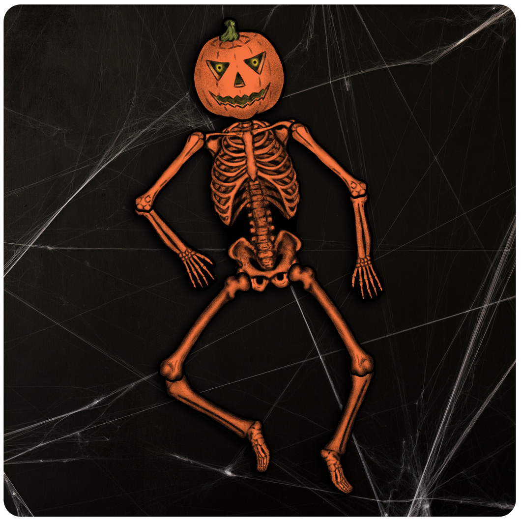 3.5' Retro Style Halloween Jointed Pumpkin Skeleton Cutout Decoration
