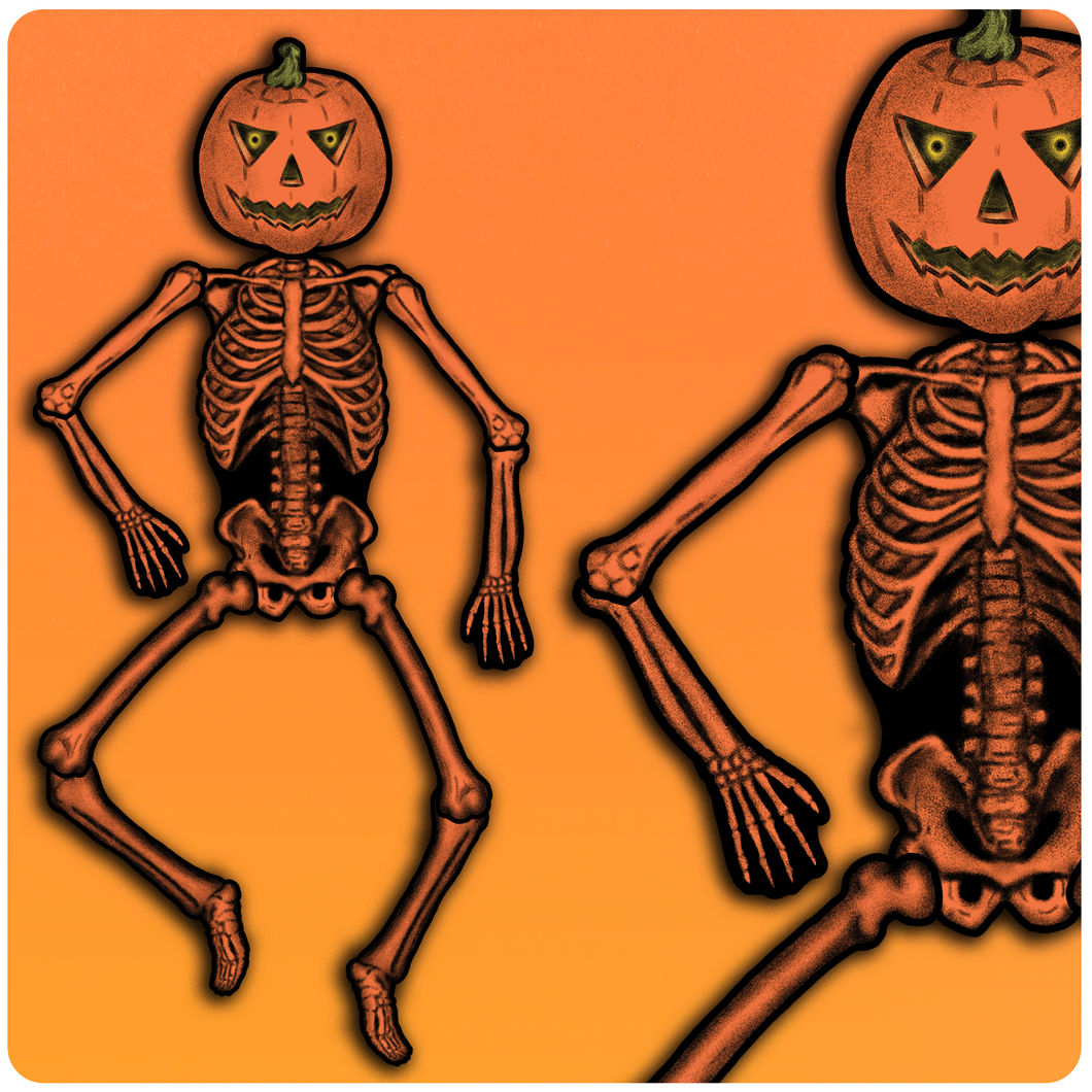 Retro Style Halloween Jointed Pumpkin Skeleton Cutout Decoration