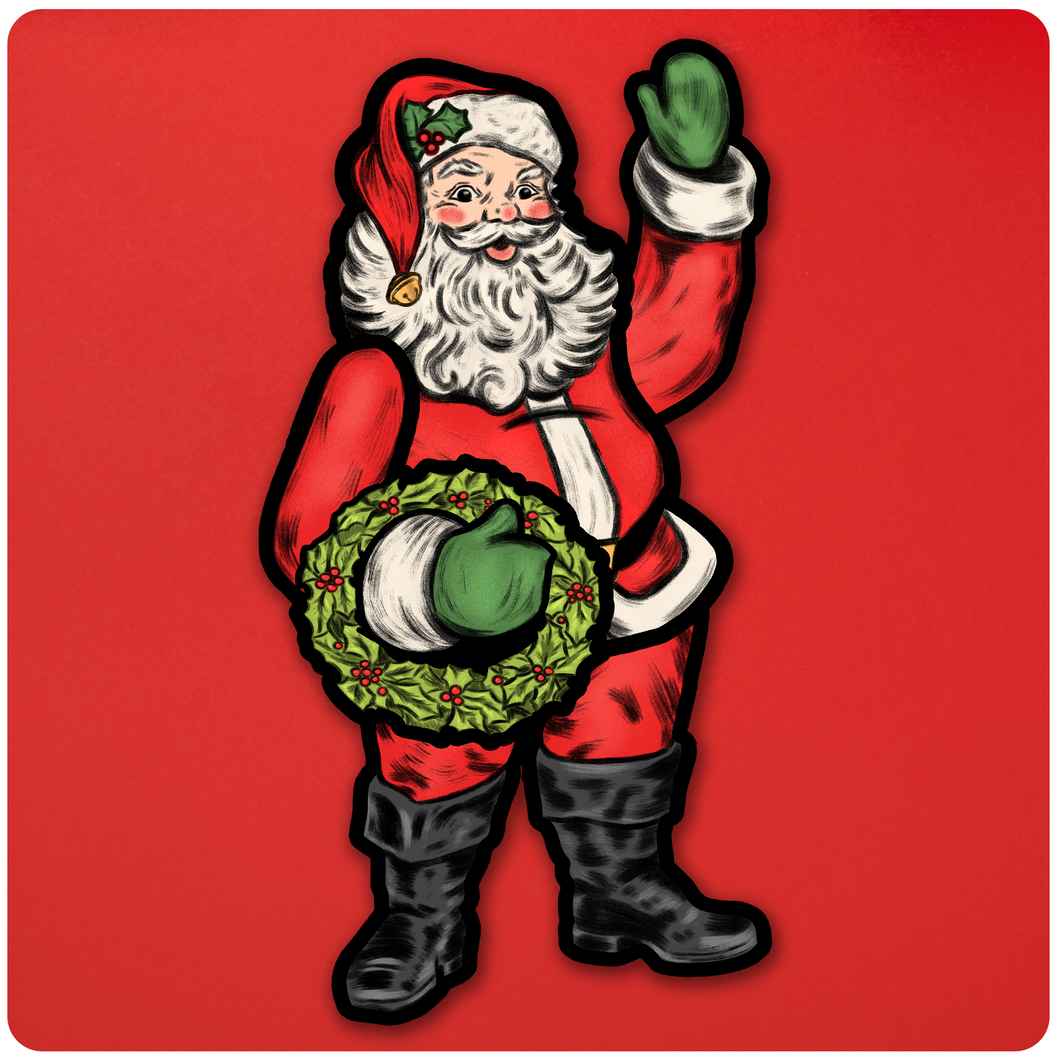 Retro Inspired Santa Claus Christmas Magnet