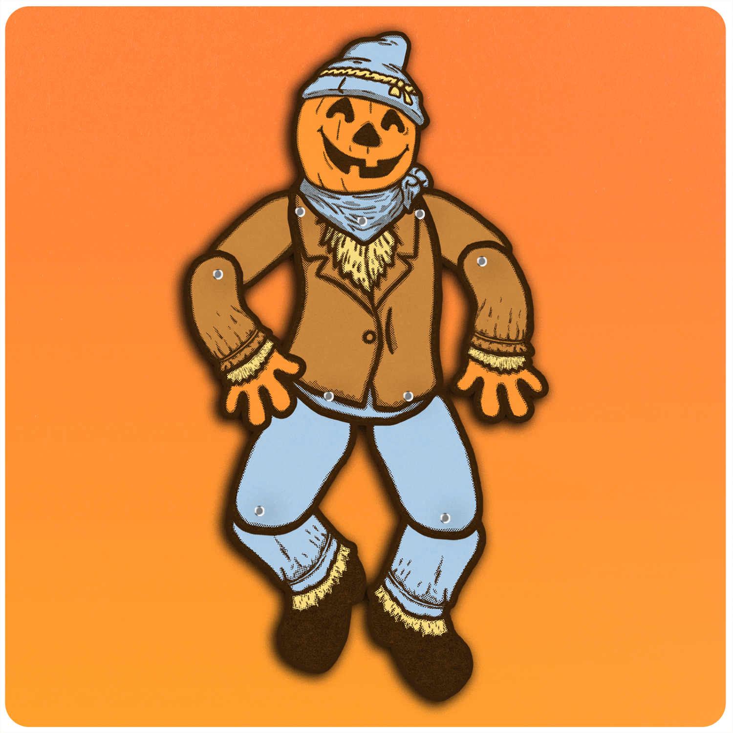 Deluxe Jointed Illuminated Blowmold Halloween Scarecrow Cutout Decoration