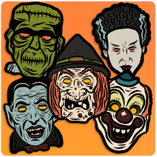 Load image into Gallery viewer, Set of 5 Retro Halloween Masks Cutout Decoration Set - Series 1
