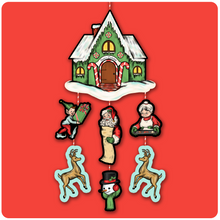 Load image into Gallery viewer, Retro Inspired Hanging Santa&#39;s Workshop Christmas Cutout Mobile
