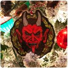 Load image into Gallery viewer, Large Krampus Wreath Christmas Tree Ornament Set of 3
