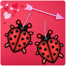 Load image into Gallery viewer, Valentine&#39;s Day Large Hanging Love Bug Ornament Set of 2
