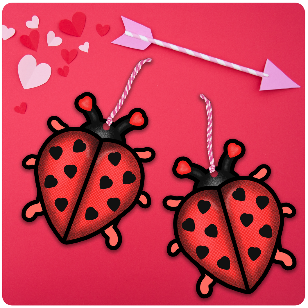 Valentine's Day Large Hanging Love Bug Ornament Set of 2
