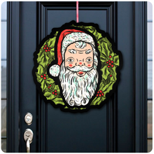 Load image into Gallery viewer, Retro Inspired Outdoor Santa Blowmold Style Christmas Wreath Yard Decoration
