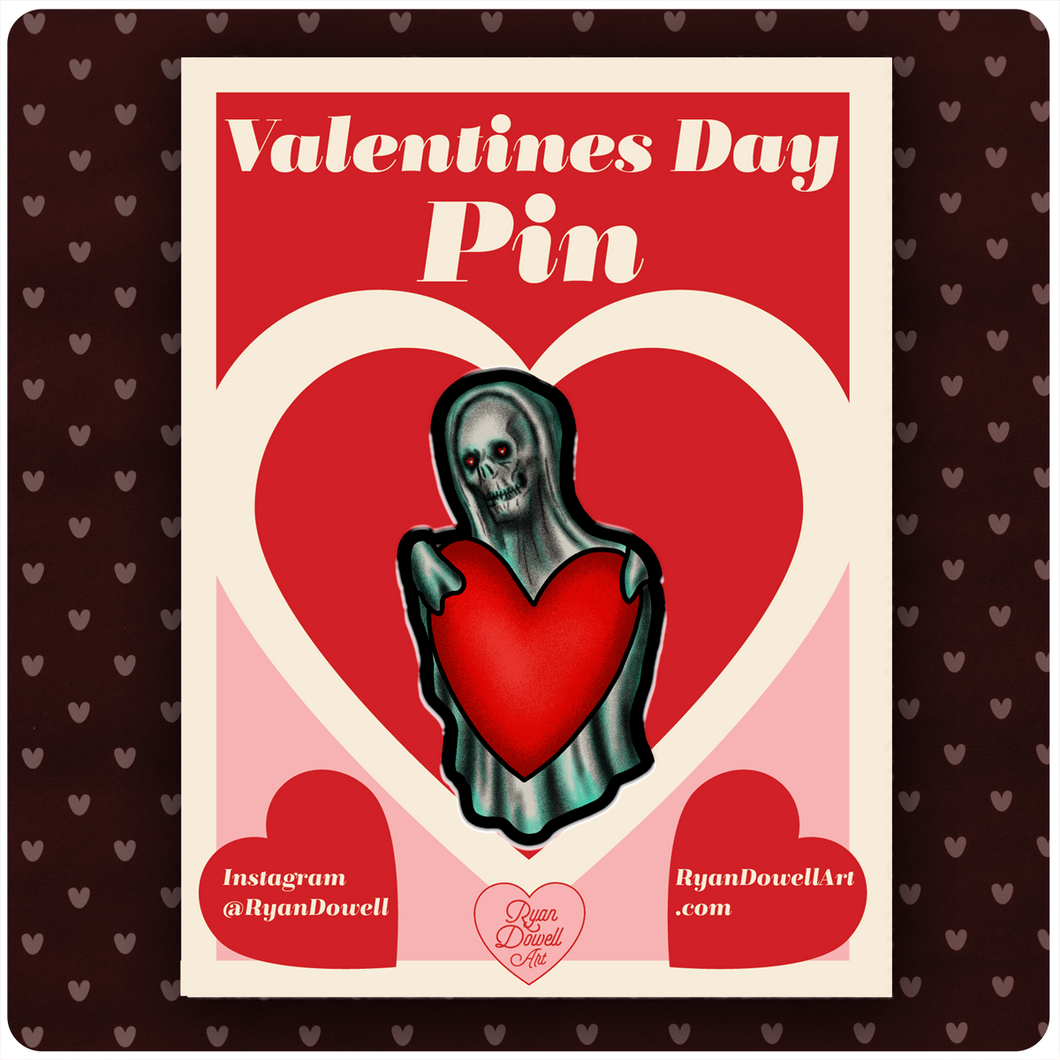 Valentine's Day Retro Inspired Ghost Lapel Pin