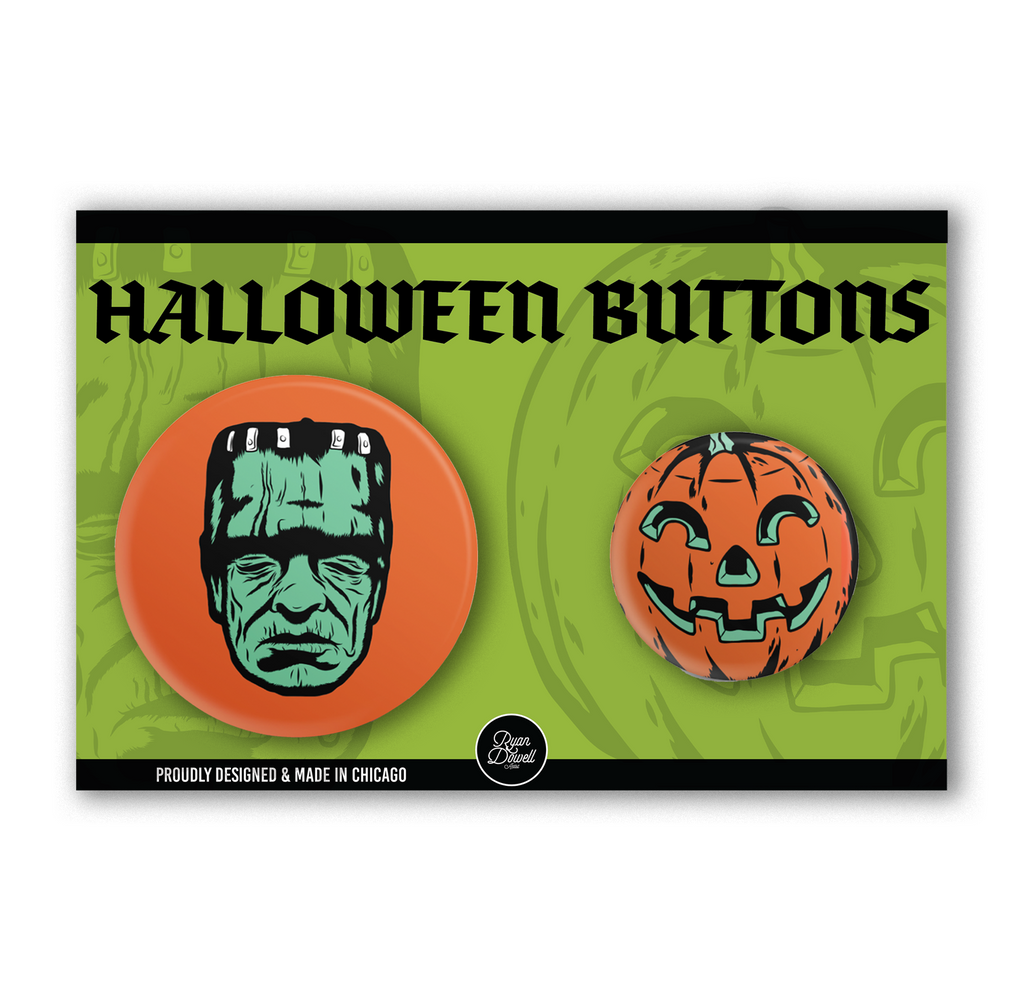 Frankenstein & Jack o' Lantern Buttons