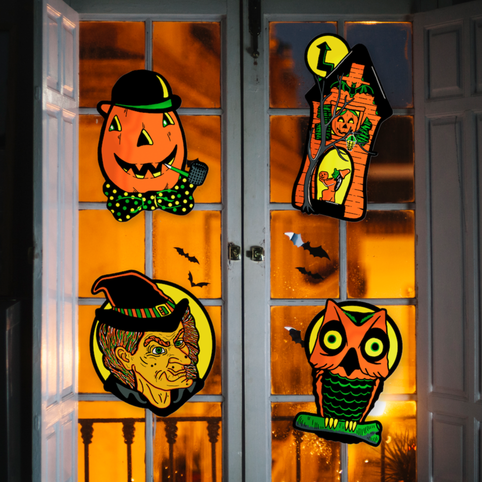 Set of 4 Illuminated Halloween Blowmold Cutout Set - Series 2