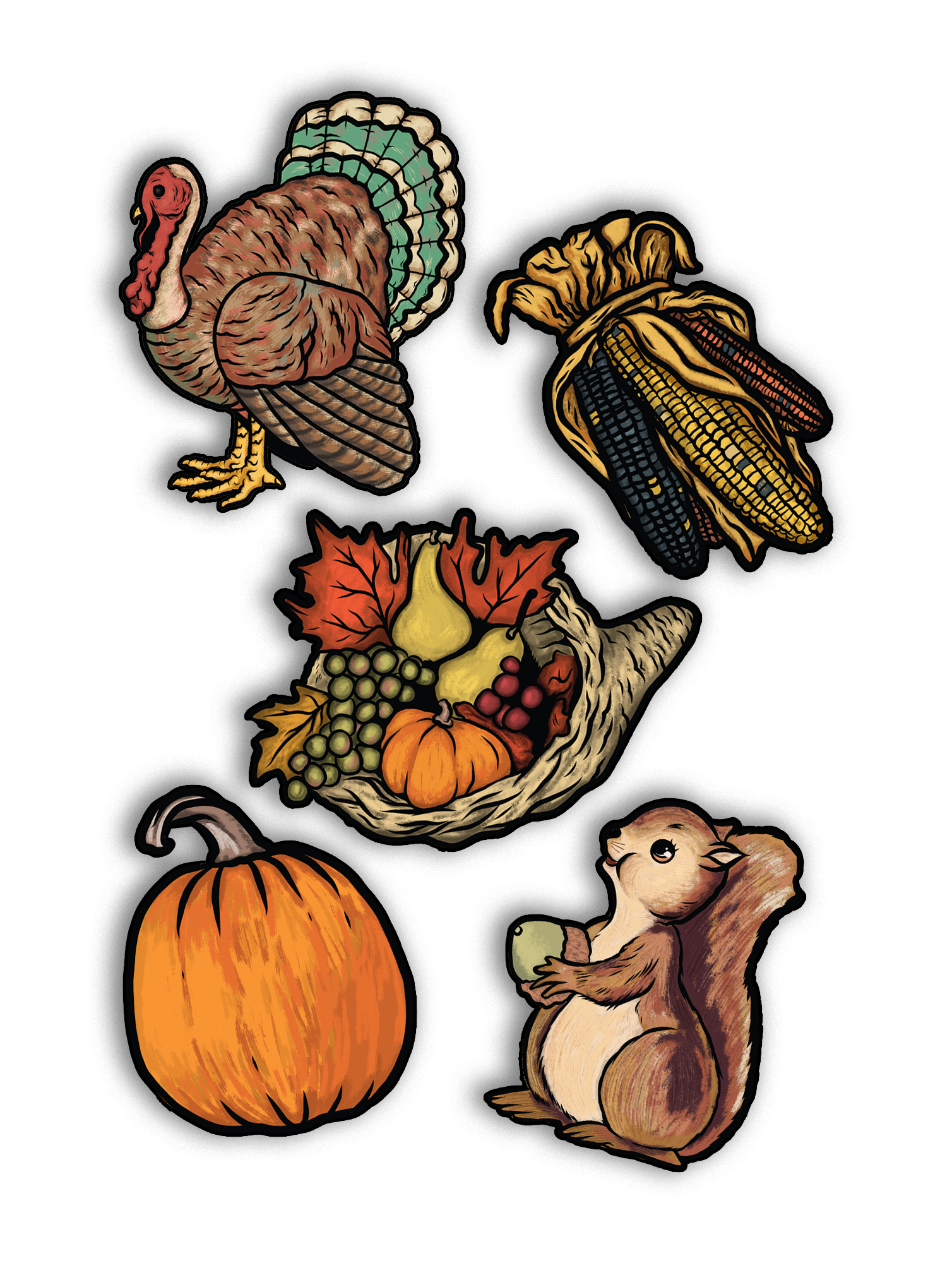 Thanksgiving / Autumn Cutout Art Print Set of 5
