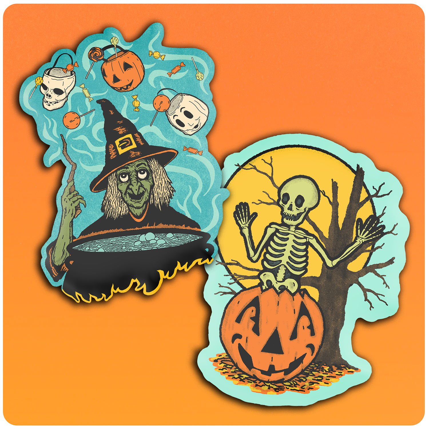 Retro Inspired Halloween Large Window Cling Set