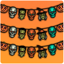 Load image into Gallery viewer, Retro Inspired  Halloween Creature Heads Cutout Banner
