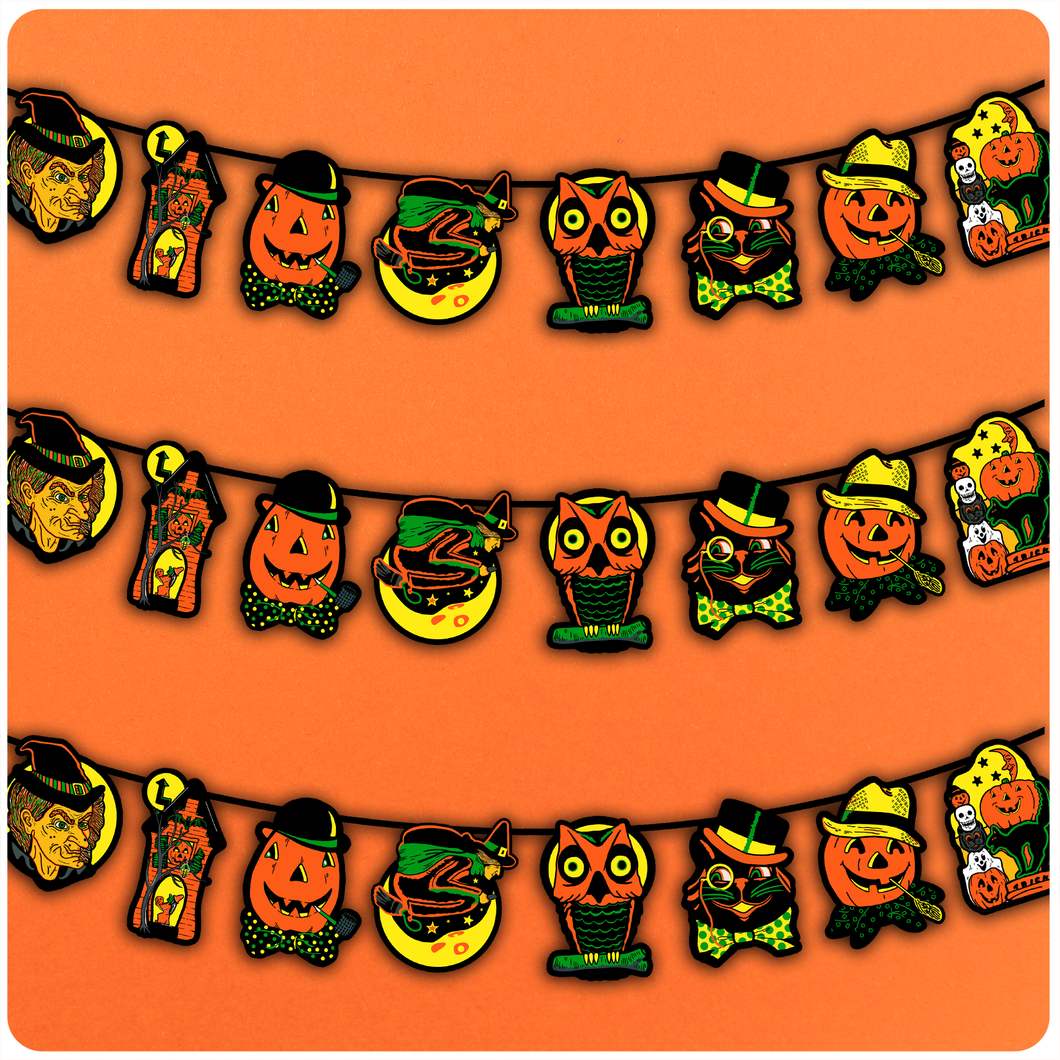Retro Inspired Illuminated Halloween Cutout Banner Decoration - Beistle x Blowmold Inspired Cutout Series