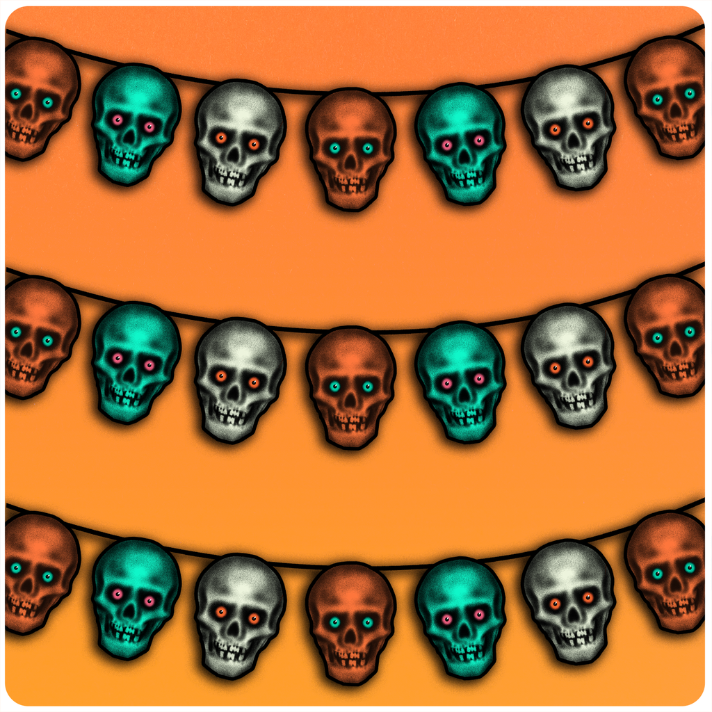 Retro Inspired Halloween Skull Heads Cutout Banner