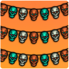 Load image into Gallery viewer, Retro Inspired Halloween Skull Heads Cutout Banner
