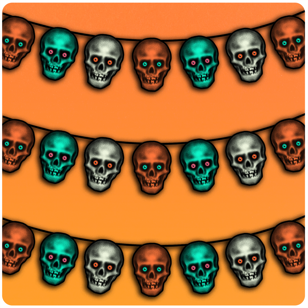 Retro Inspired Halloween Skull Heads Cutout Banner