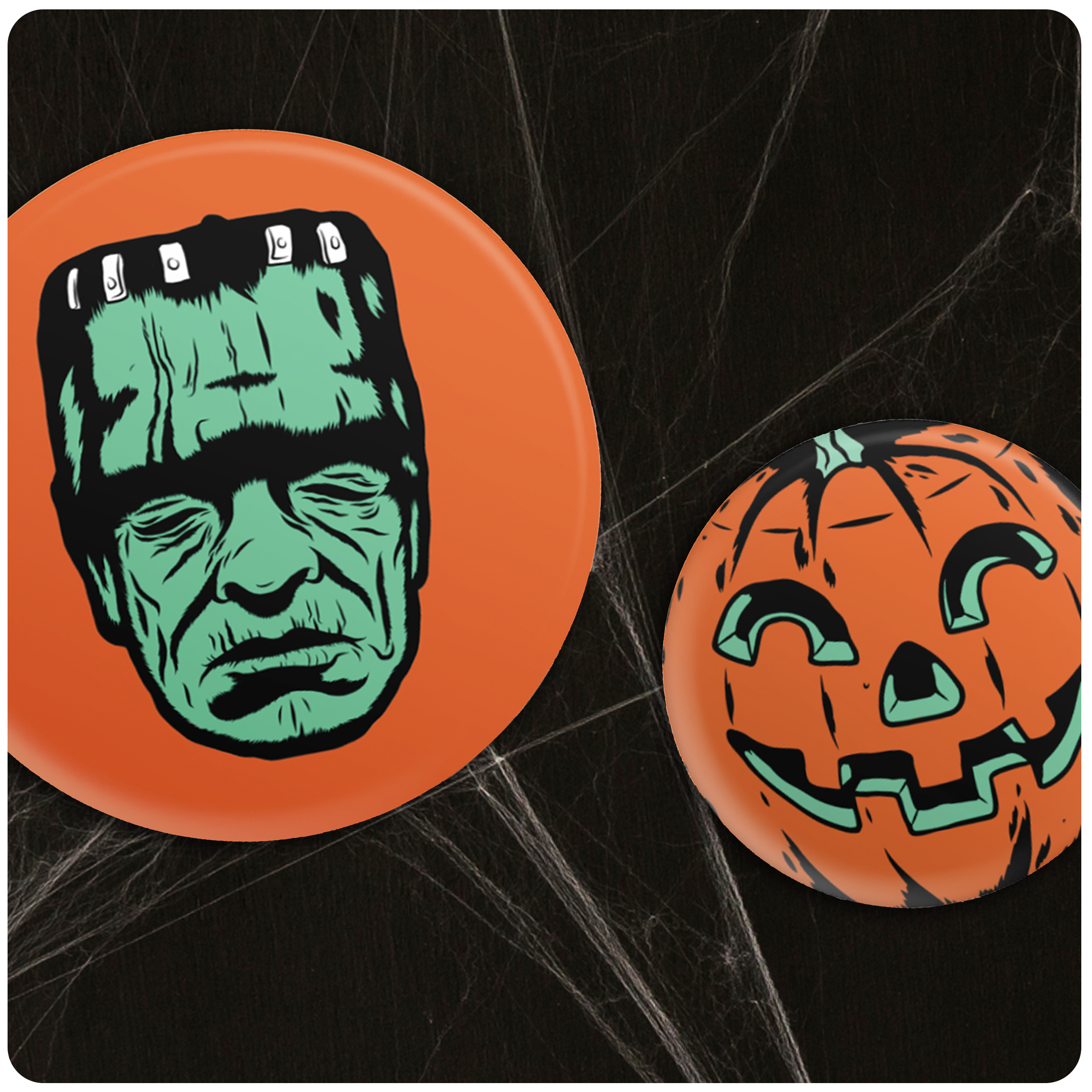 Frankenstein & Jack o' Lantern Buttons