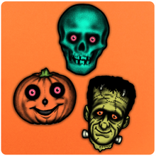 Load image into Gallery viewer, Set of 3 Retro Inspired Halloween Creatures of the Night Cutout Decoration Set

