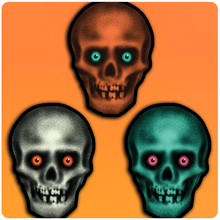Load image into Gallery viewer, Set of 3 Retro Inspired Halloween Skulls Cutout Decoration Set
