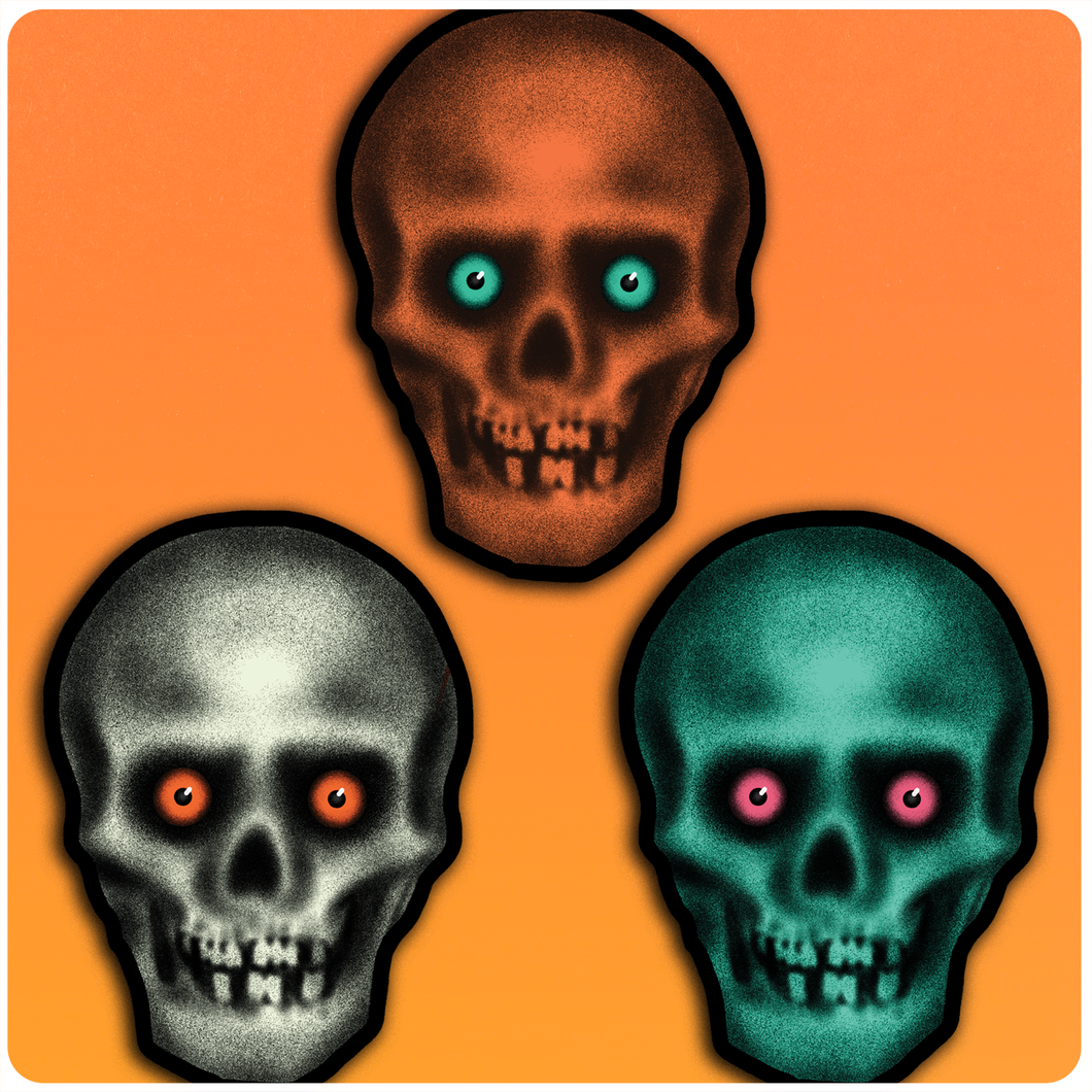 Set of 3 Retro Inspired Halloween Skulls Cutout Decoration Set