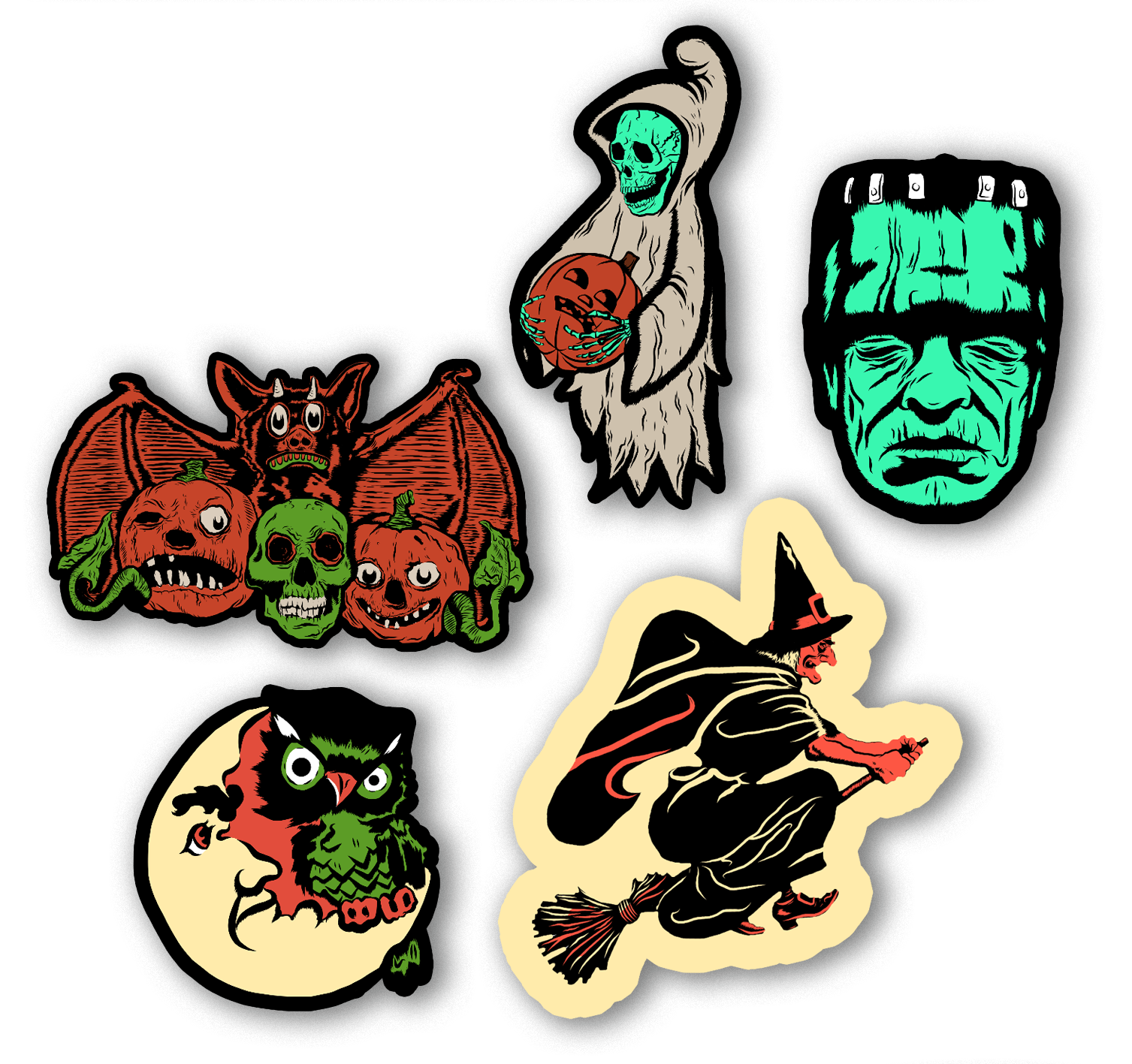 Set of 5 Vintage Inspired Halloween Traditions Cutout Set