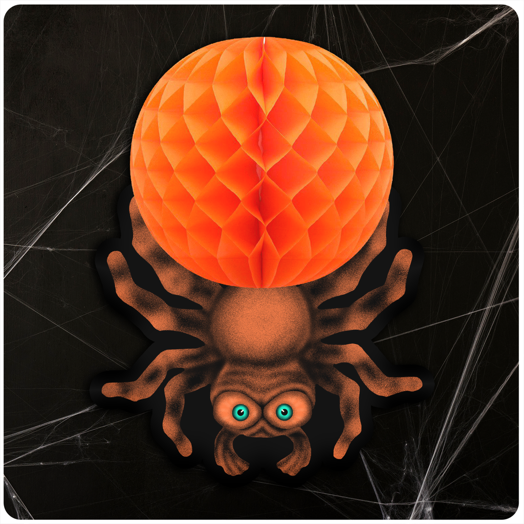 Retro Inspired Hanging Honeycomb Tissue Halloween Spider Cutout Decoration