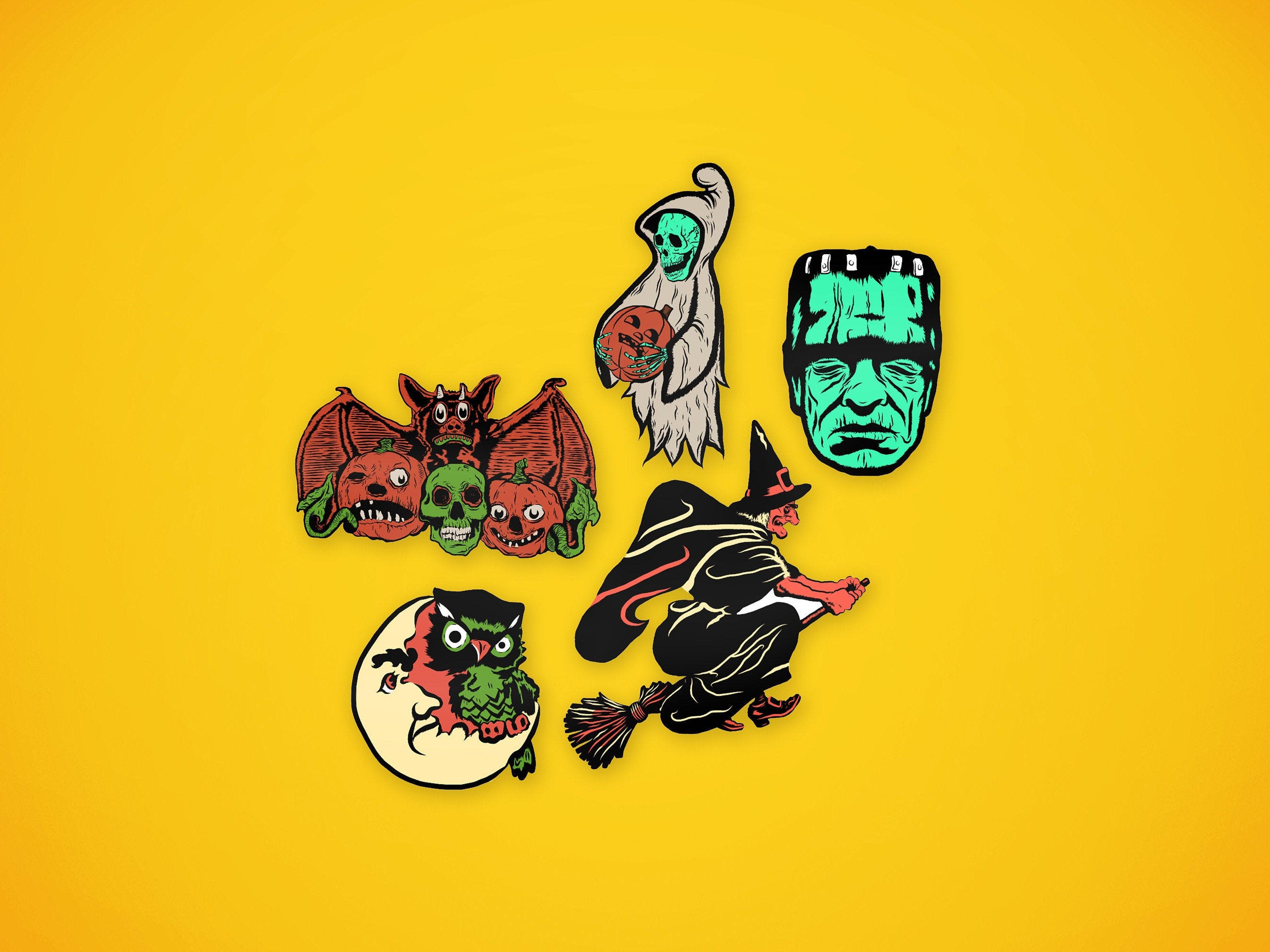 Set of 5 Vintage Inspired Halloween Traditions Cutout Set