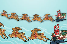 Load image into Gallery viewer, Blowmold Inspired Santa with Sleigh Hanging Banner
