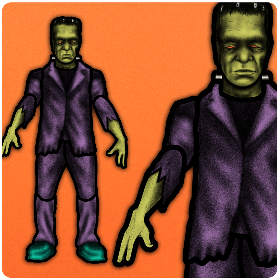 Retro Inspired Halloween Jointed Cutout Frankenstein Monster Decoration