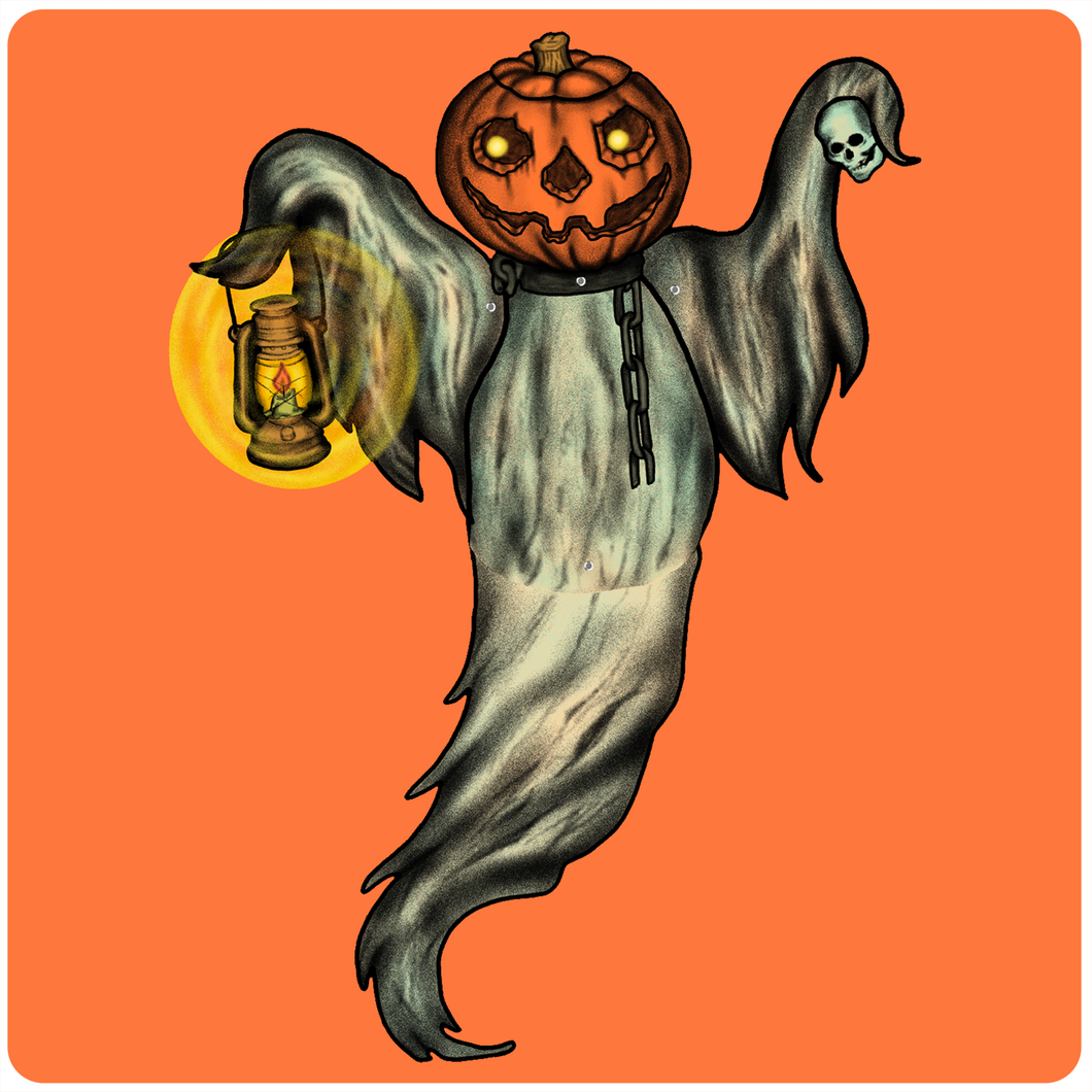 Retro Inspired Halloween Jointed Jack o Lantern Ghost Cutout Decoration