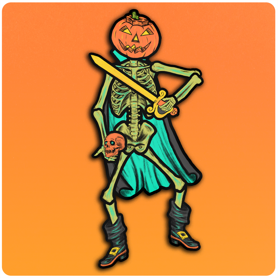 Retro Inspired Deluxe Halloween Jointed Headless Horseman Cutout Decoration