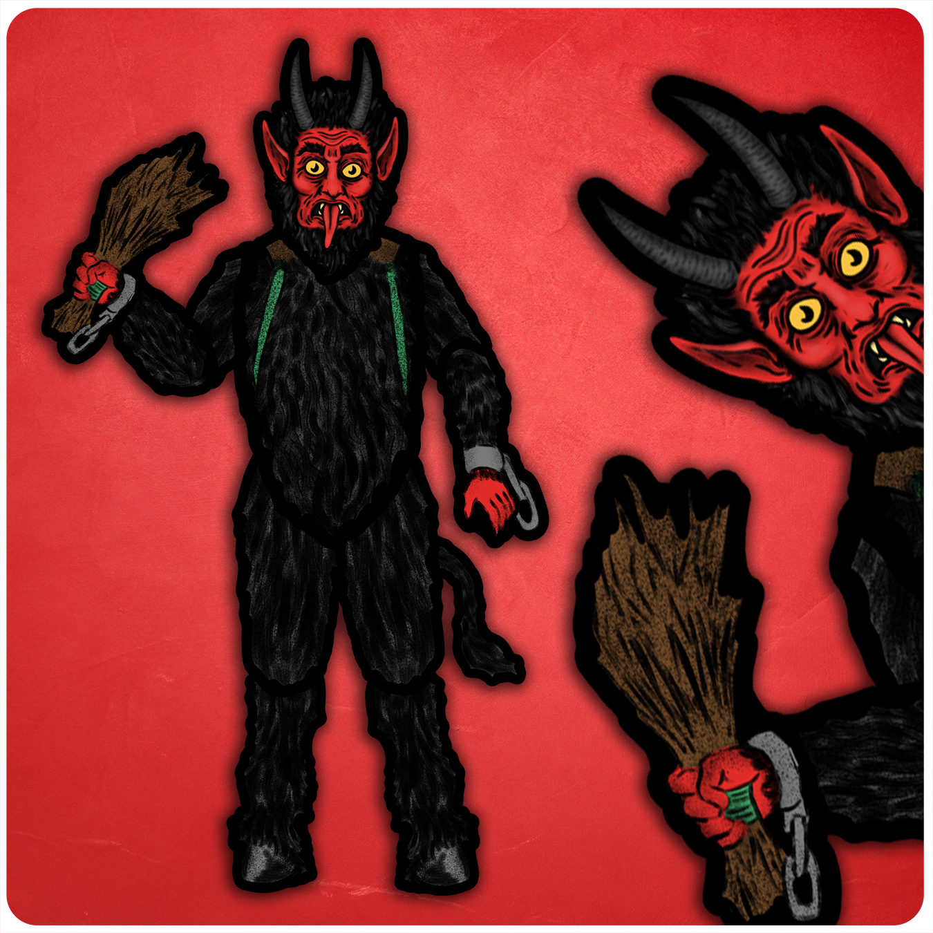 3' Tall Jumbo Retro-Style Krampus Christmas Decoration