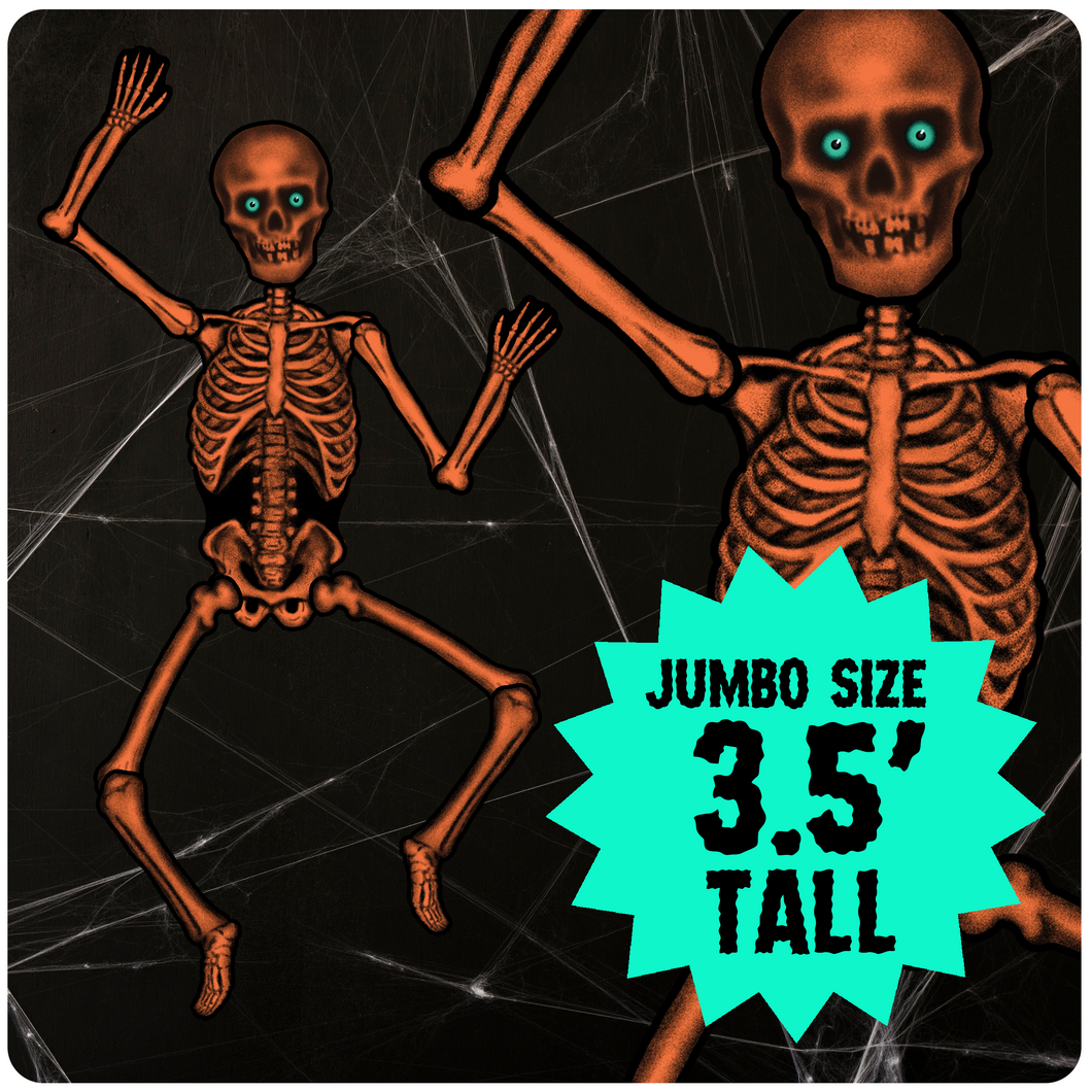 3.5' Retro Style Halloween Jointed Orange Skeleton Cutout Decoration