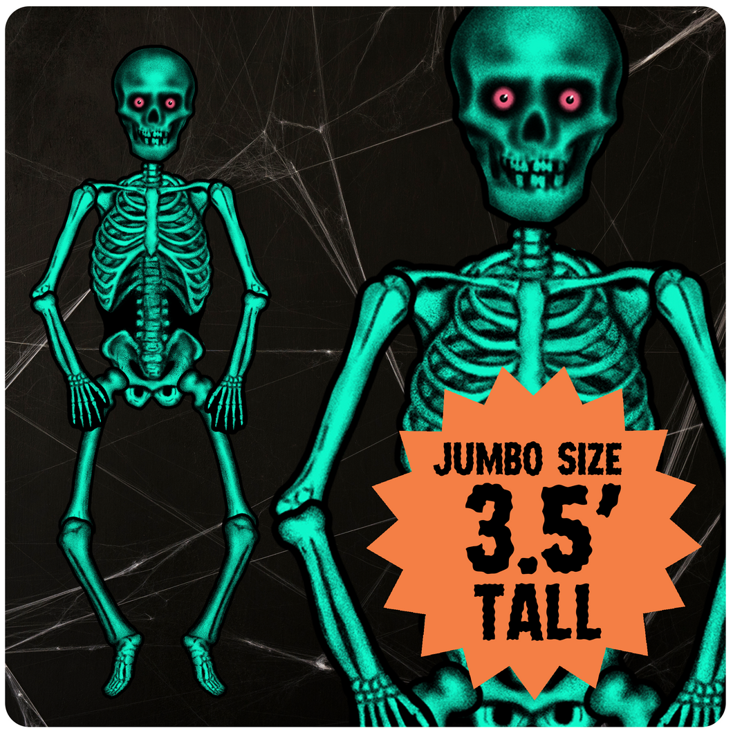 3.5' Retro Style Halloween Jointed Teal Skeleton Cutout Decoration