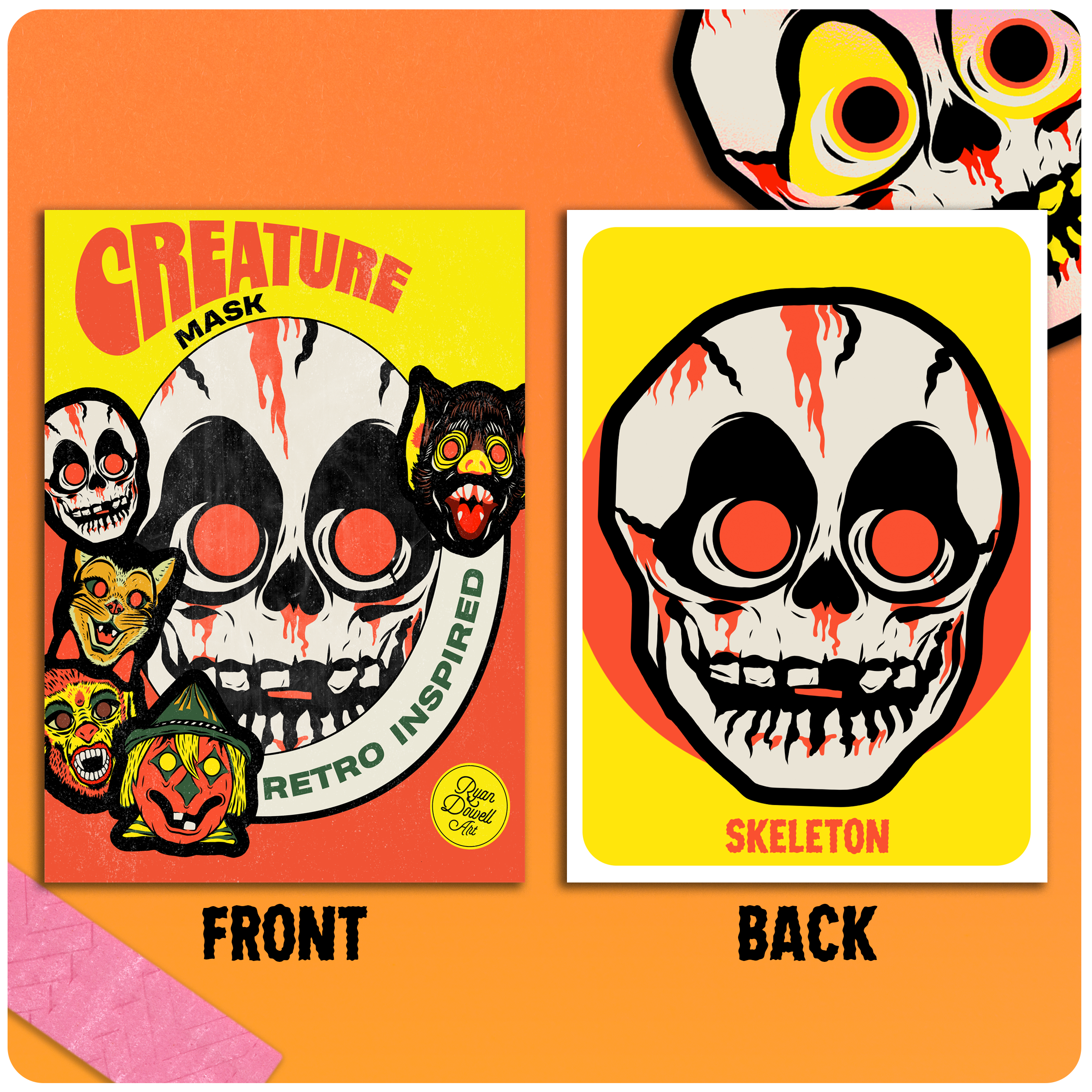 Retro Inspired Halloween Mask Wax Pack Trading Card Set