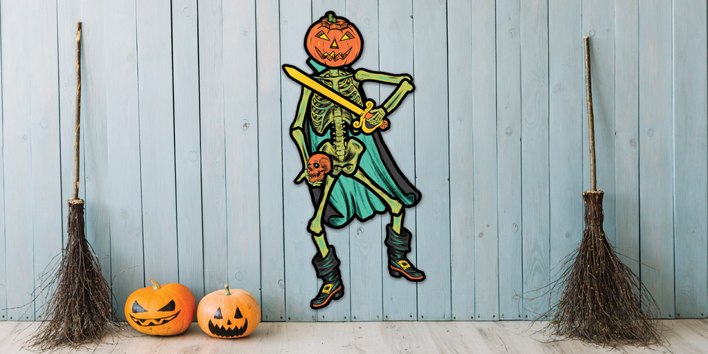 Retro Inspired Deluxe Halloween Jointed Headless Horseman Cutout Decoration