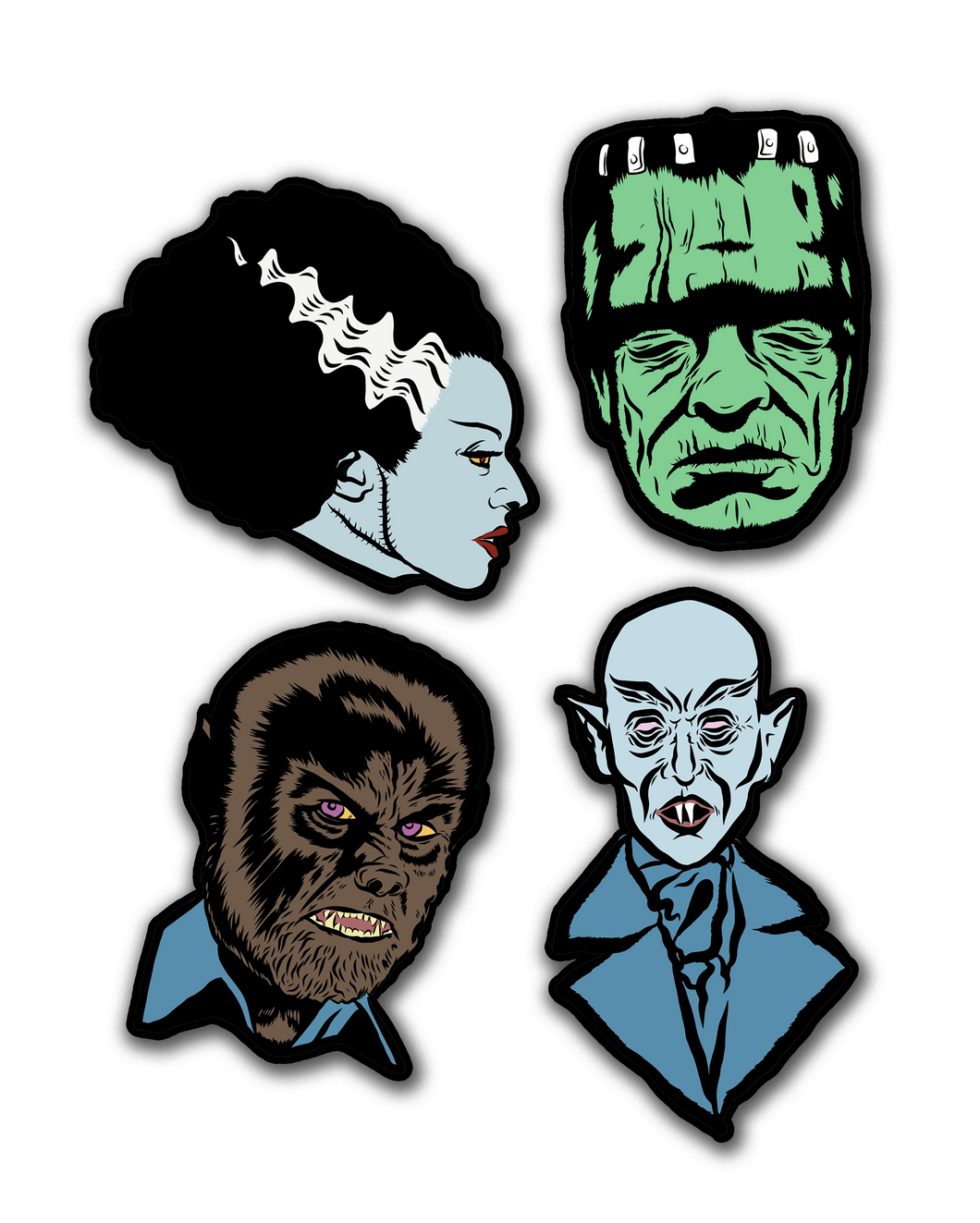 Set of 4 Monsters of Horror Retro Inspired Halloween Cutout Set