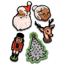 Load image into Gallery viewer, Vintage Inspired Christmas Art Print Decoration Collection Set of 5 Cutouts

