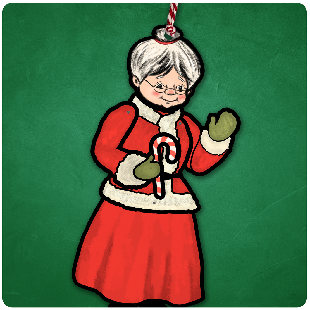 Mrs Claus Jointed Christmas Ornament