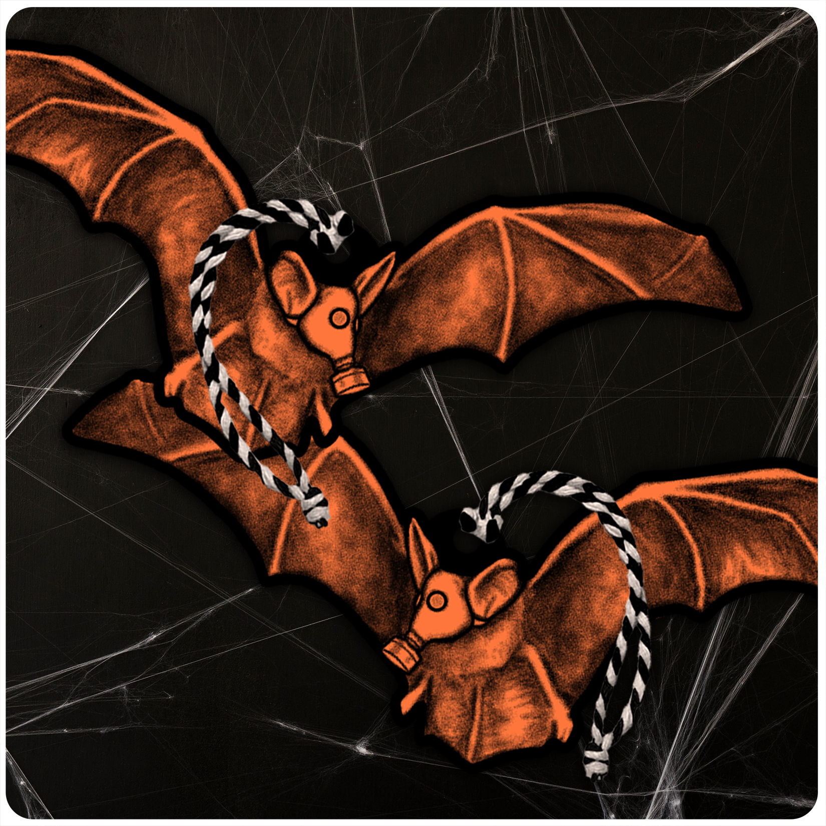 Halloween Large Ornament Set of 2 - Gas Mask Bats