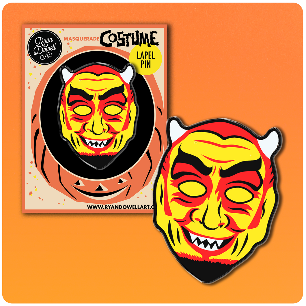 Devil Monster Vintage Halloween Mask Lapel Pin