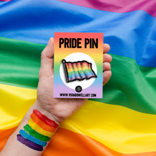 Load image into Gallery viewer, Retro Pride Waving Rainbow Flag Lapel Pin
