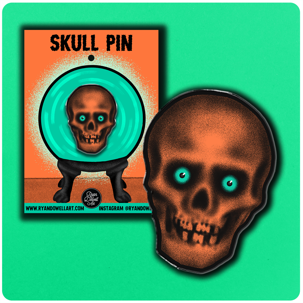 Retro Inspired Creepy Skull Halloween Lapel Pin