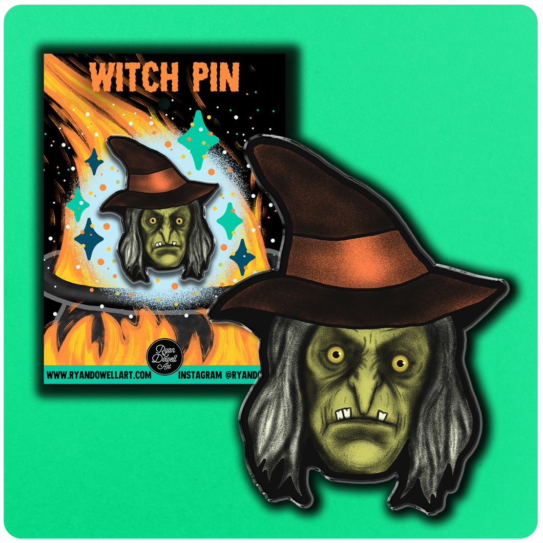 Creepy Witch Halloween Lapel Pin