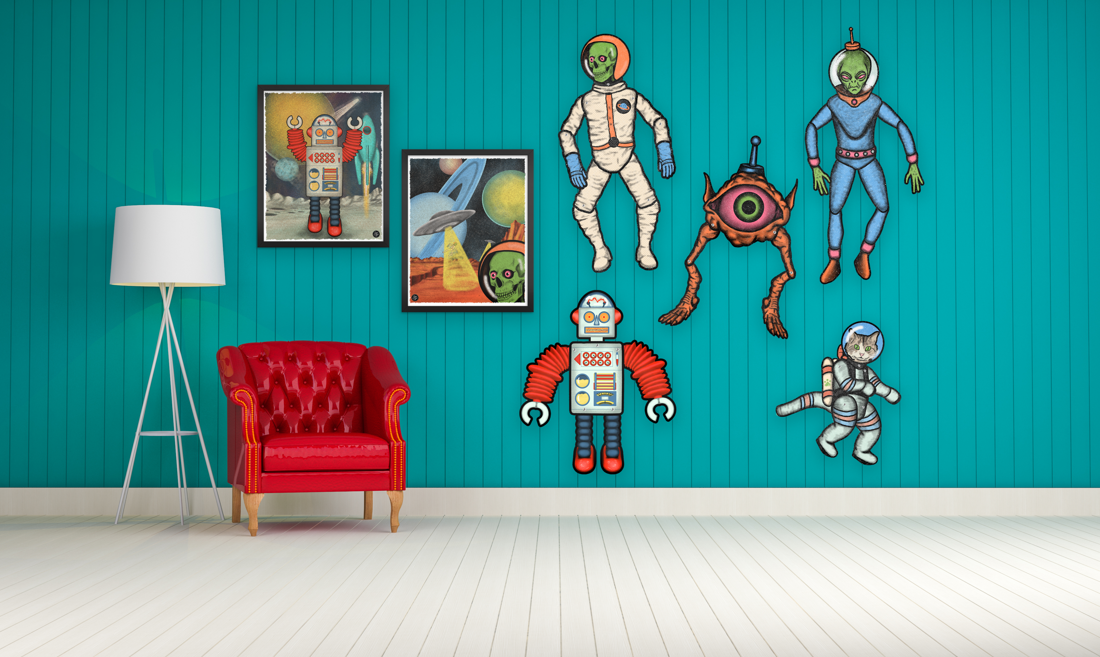 Jointed Retro Robot from Space Cutout